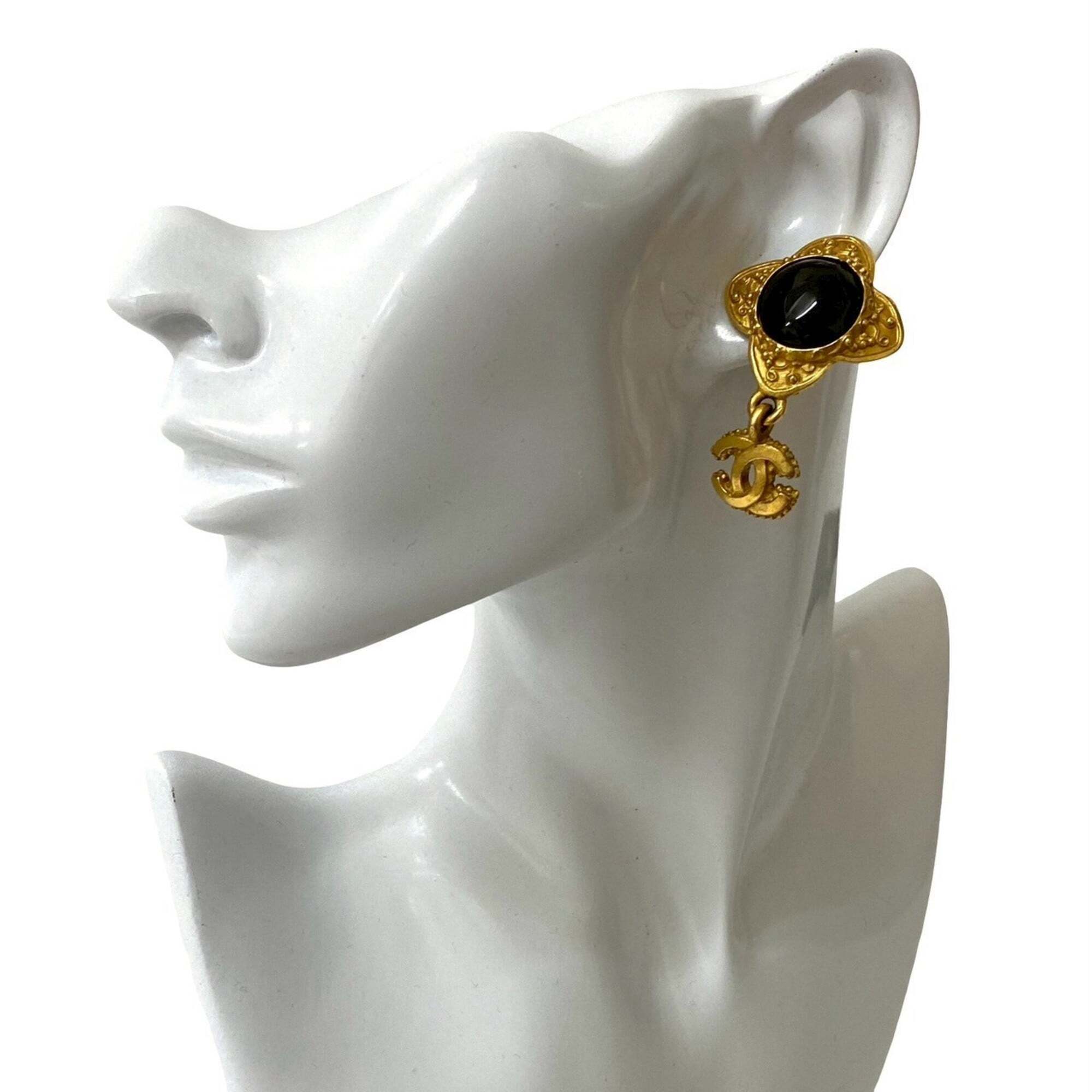 Chanel Authentic Vintage Black Logo Earrings 1700$